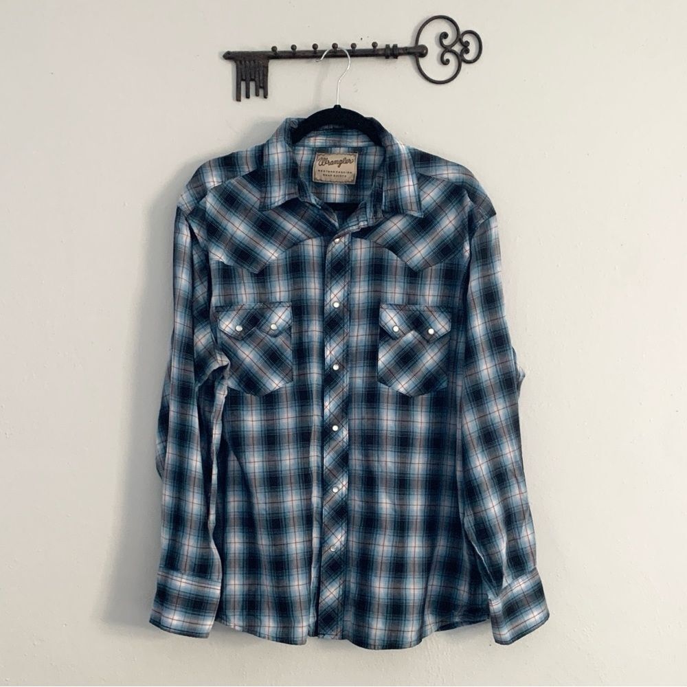 Men’s Western Plaid Snap Button Shirt | No Size Tag | Fits Men’s Large
